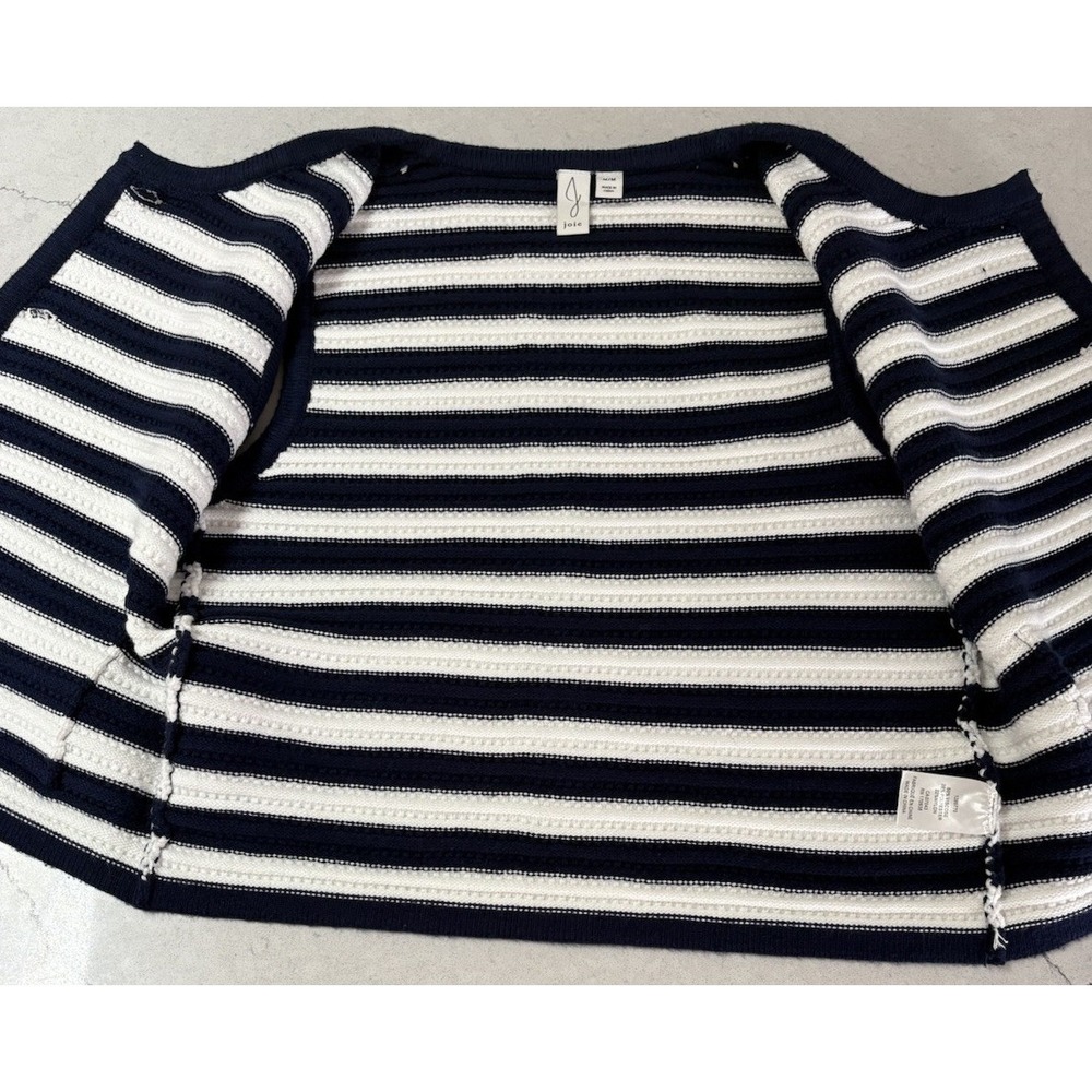 Joie Costal Grandma-core Sweater Vest Navy White Chic Gold Button textured Knit - Picture 5 of 10